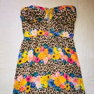 Bebe 2B Leopard Print and Floral Maxi Dress Small